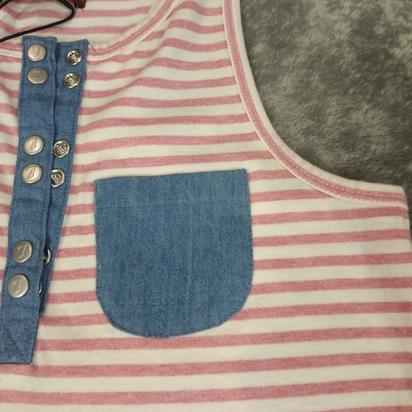 7 For All Mankind Tops - 7 For All Mankind Women's Tank Top Shirt triped Pink and Blue Small NWT